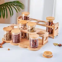 1PC Wooden Storage Rack Wine Glass Seasoning Shelf Multifunctional Space Saving Placement Table Storage Compartment Kitchen Tool 1