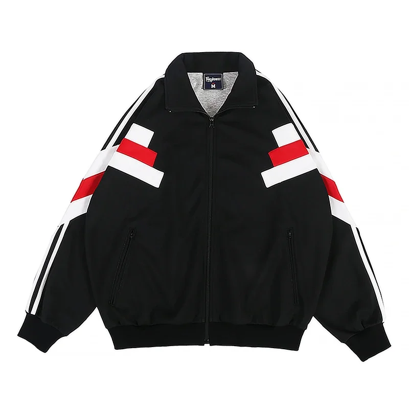 

FGSS Men's |23 New Autumn and Winter Fashion Street Patchwork Color Contrast Striped Stand Collar Coat Sports Jacket Men