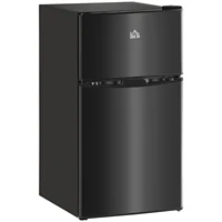 HOMCOM 3.2 Cu.Ft Mini Fridge with Freezer, Double Door Compact Refrigerator with Adjustable Thermostat, Shelf and Reversible Doo 1