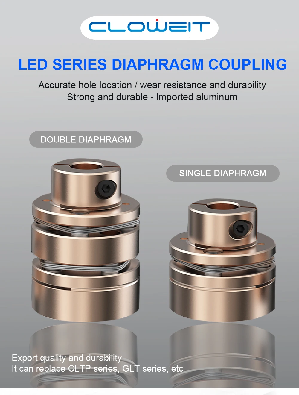 Description Picture 4 of itemFlange Coupling LED D40L35/50 Flexible Motor Shaft Coupler Aluminium Diaphragms Universal Joint For 3D Printer Cardan Rc