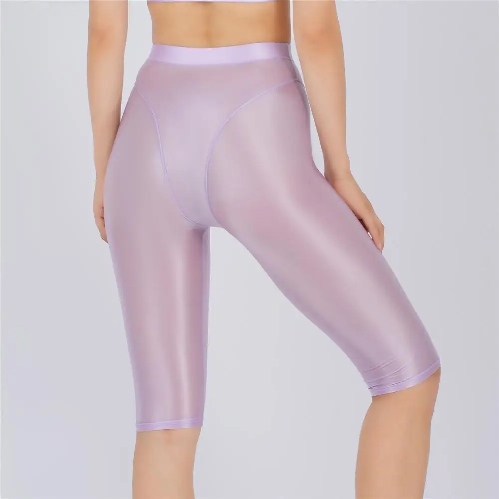 Sexy Women Thin Sheer See Through High Waist Shorts Pants Candy Color Elastic Shaper Hot Short Soft Casual Yoga Short Pant