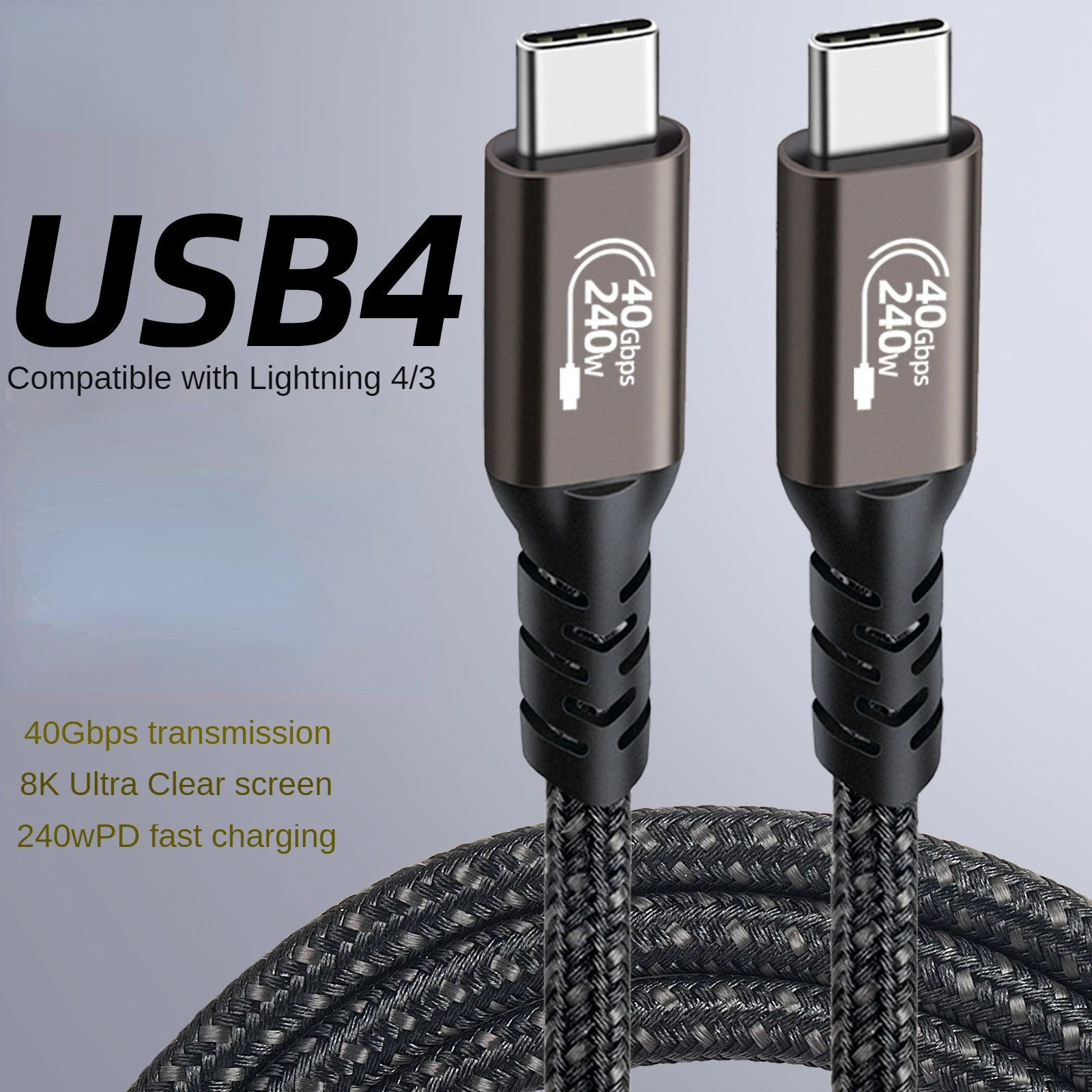 

Type C dual-head 8K projection cable 40Gbps transmission PD240W fast charge cable using Huawei Xiaomi macbook usb type c