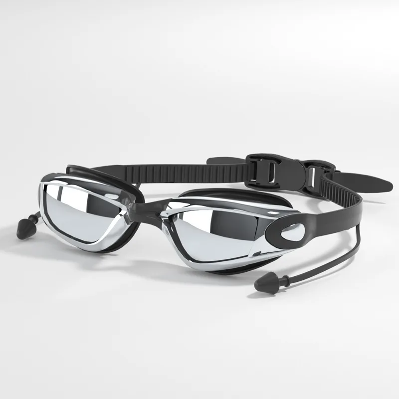swimming goggles professional electroplating men and women all-in-one earplug anti-fog waterproof HD