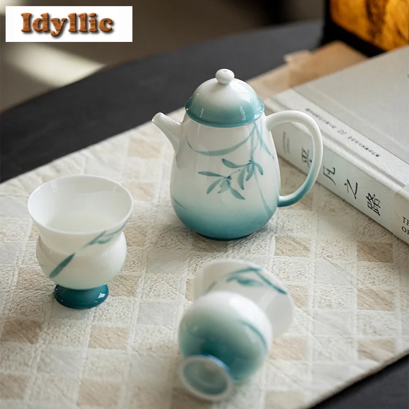 التدرج منحدر رسمت باليد طقم شاي الأوركيد مجموعة كا...