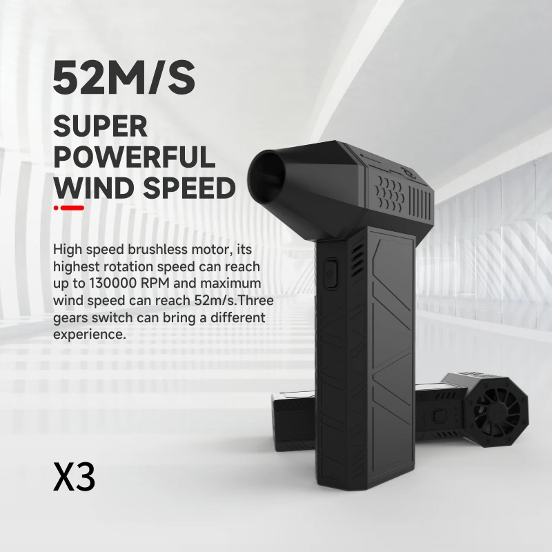 X3 130000RPM Wind Speed 52m/s Turbo Jet Fan Turbo Fan Industrial Duct Fan Brushless Motor Car Dryer 2