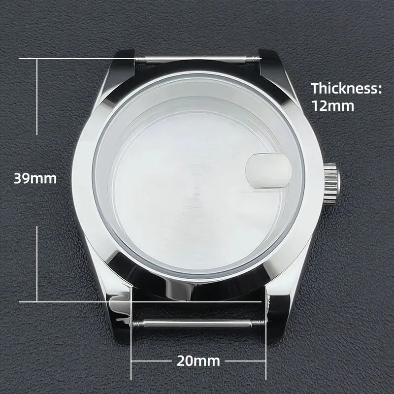 High-Quality Silver Watch Case, 36mm/39mm, Beveled Edge, Sapphire Crystal, 316L Stainless Steel