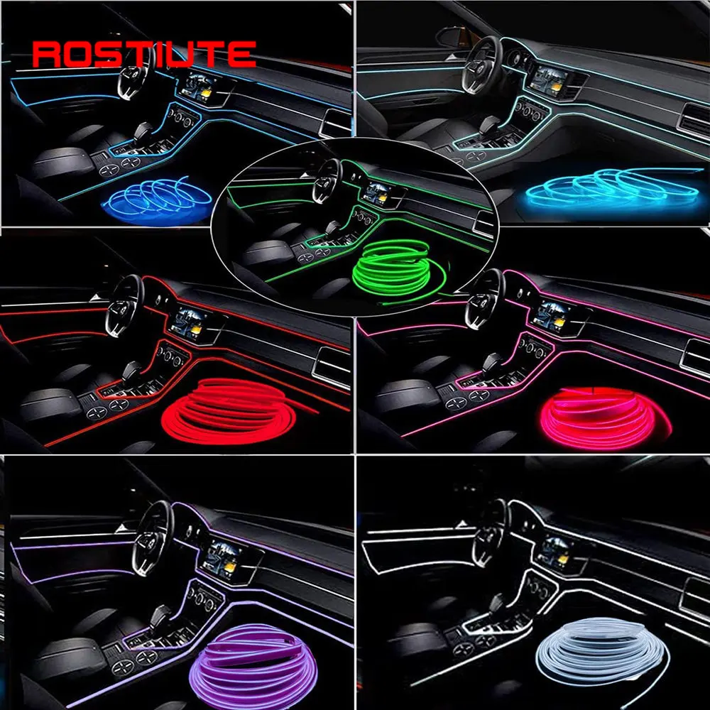 Bande lumineuse fluo flexible à LED pour l'intérieur de la voiture,  luminaire décoratif d'intérieur avec câble USB - AliExpress