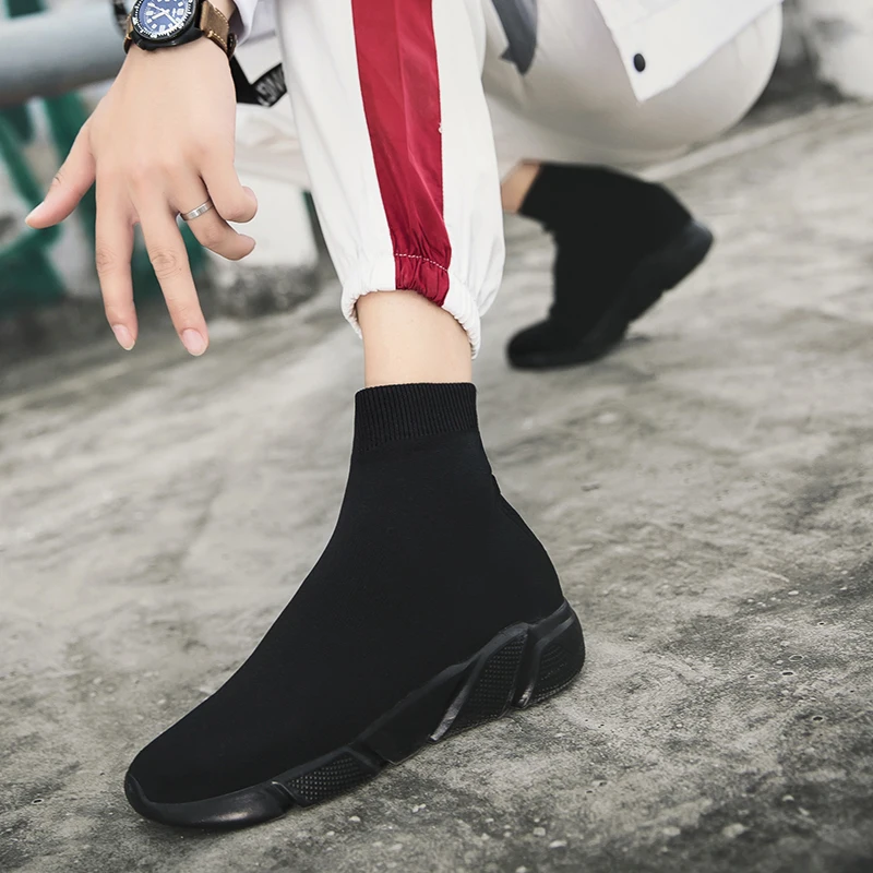 Hot Sale Black High-Top Socks Shoes Women's Sneakers Breathable