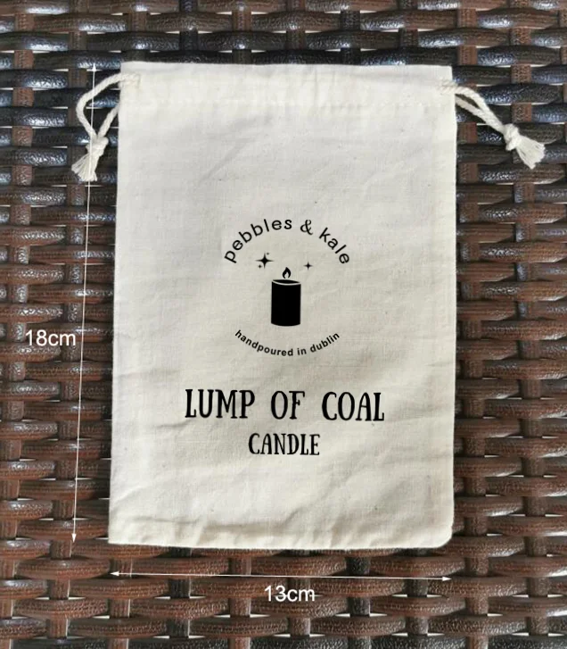 

200 Pieces Customised Logo 13x18cm Drawstring Cotton Bags Gift Pouches Printed With Black Color Logo