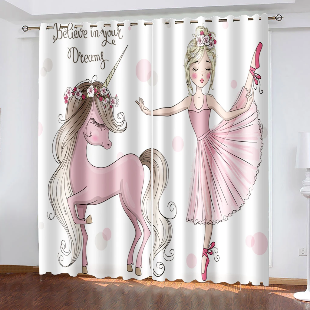 

3D Custom Your Name Ballerina Girl Kids Girl Polyestyer Shading Window Curtain for the Living Children's Room Bedroom Decoration
