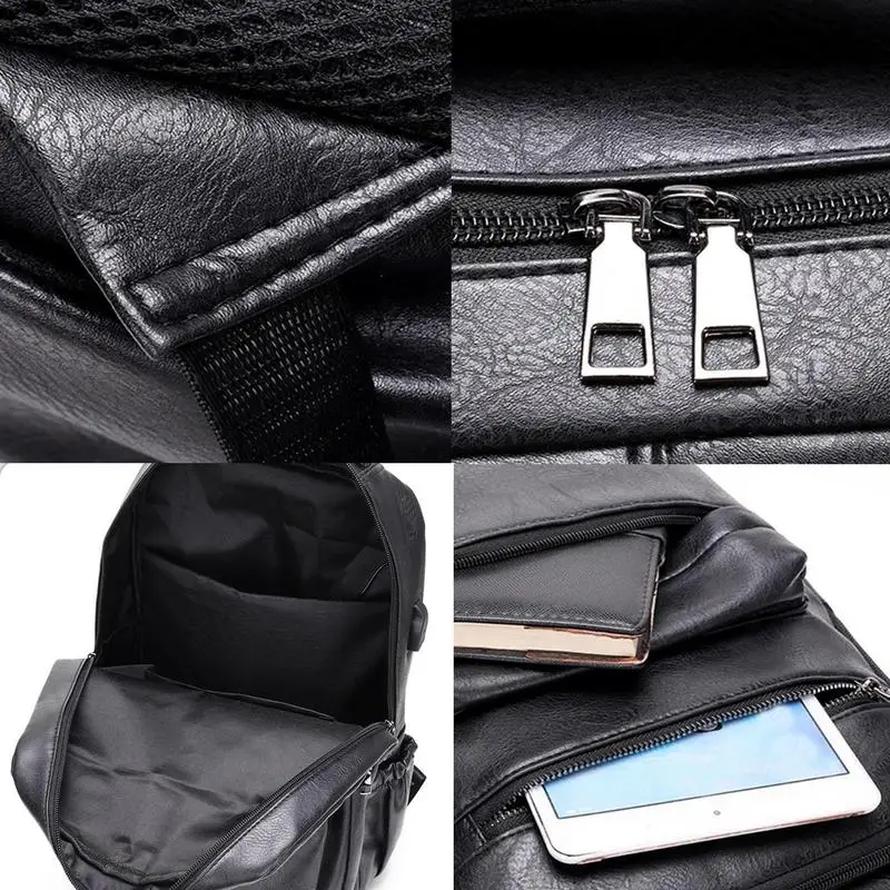 Vintage Laptop Computer Backpack Leather Daypack Casual Bookbag Travel Backpack For College Office School Stylish Shoulder Bag