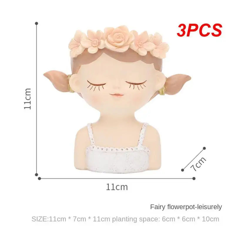 

3PCS plants accessories Flower Pot Bonsai accessories Female Head Human Cute Portrait Fleshy Succulent Planter garden decoration