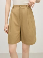 FSLE MInimalism Style Commuter Retro High Waist Shorts For Women Summer 2025 New Arrival Straight Slim Casual Pants 25FS12355