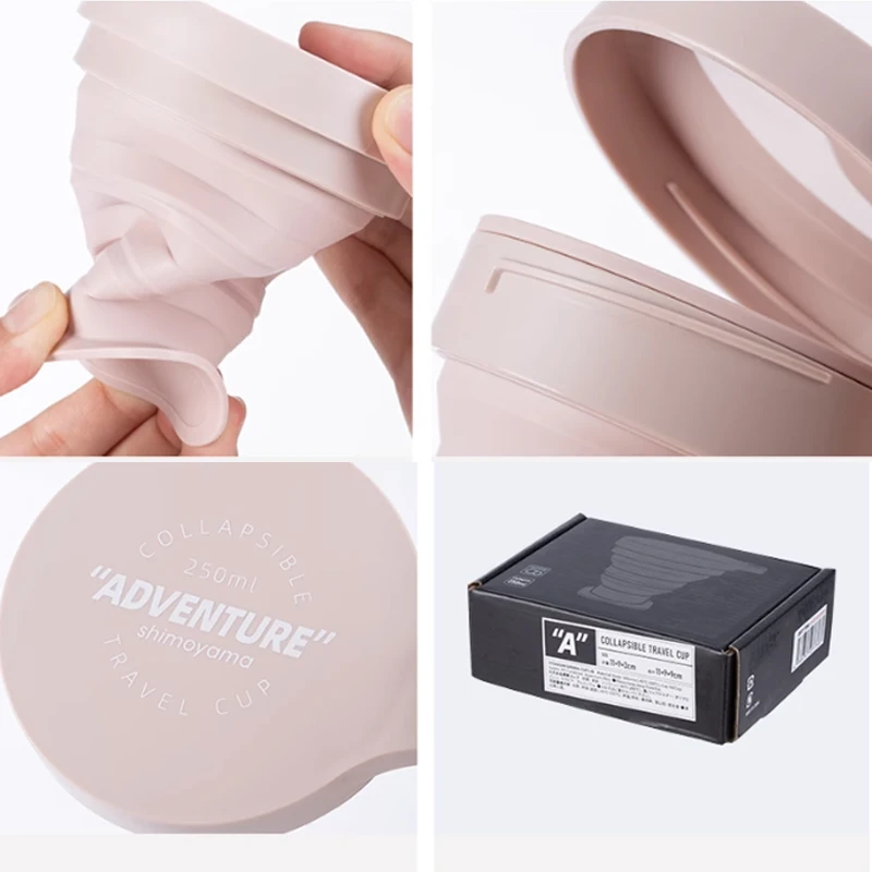 250ML Silicone Folding Cup Camping Cookware for Retractable Collapsible Cup Outdoor Travel Drinking with Keychain folding cup