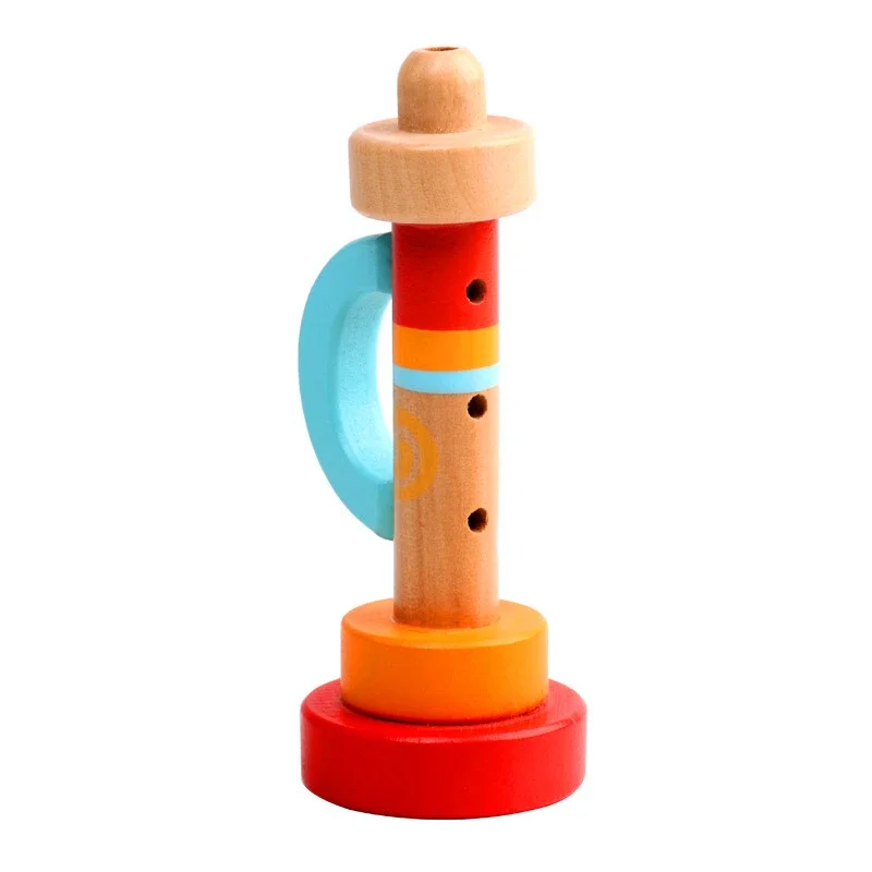 Solid Wood Children's Horn /Trumpet Orff Musical Instrument Parent-child Toys Speaker Gift for Infant Early Education