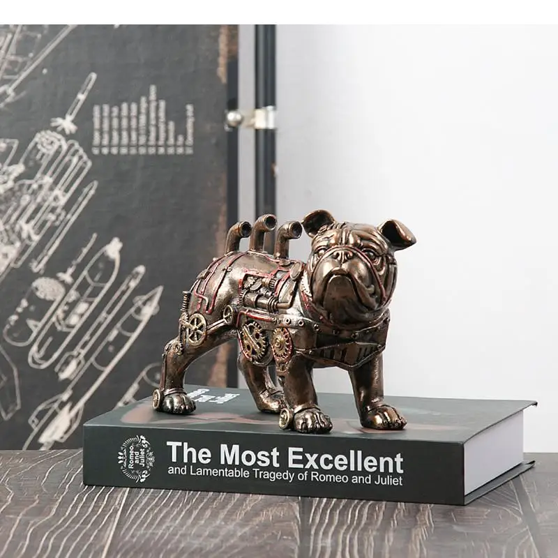 

Креативная ретро Механическая скульптура в виде собаки, поделки из смолы, настольное украшение, украшение для гостиной, подарок, аксессуары для домашнего декора
