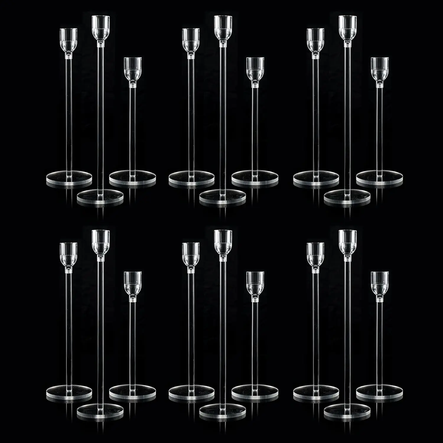 18PCs Candlestick Holder Clear Taper Candle Holders Set Candle Holders for Candlesticks Acrylic Candle Stand for Events Party