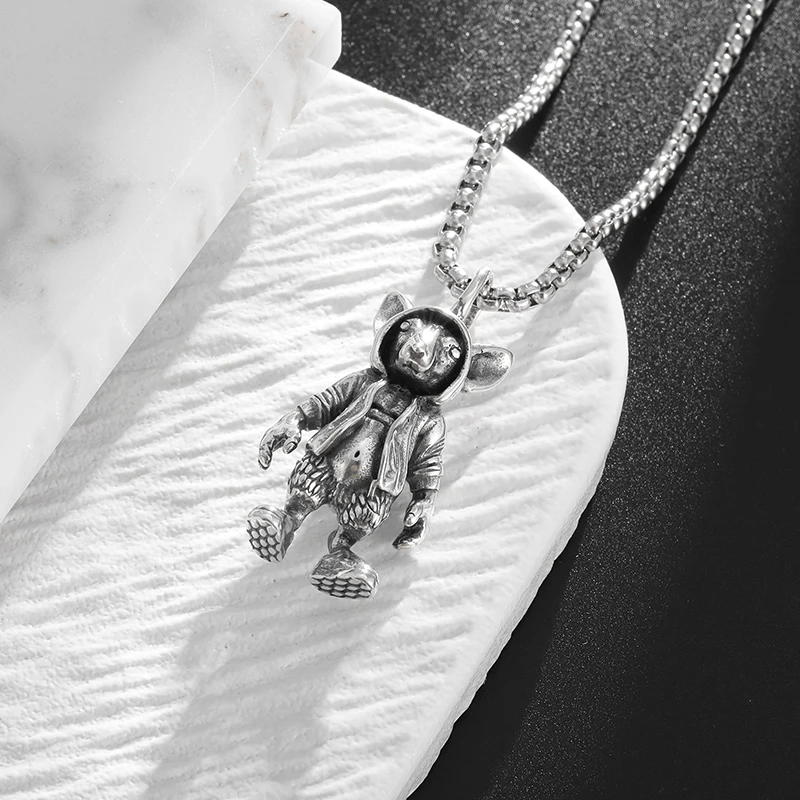 

Retro Death God Anubis Pendant Ancient Egyptian Mythology Zodiac Rat Necklace Men's Punk Domineering Exorcism Amulet Jewelry