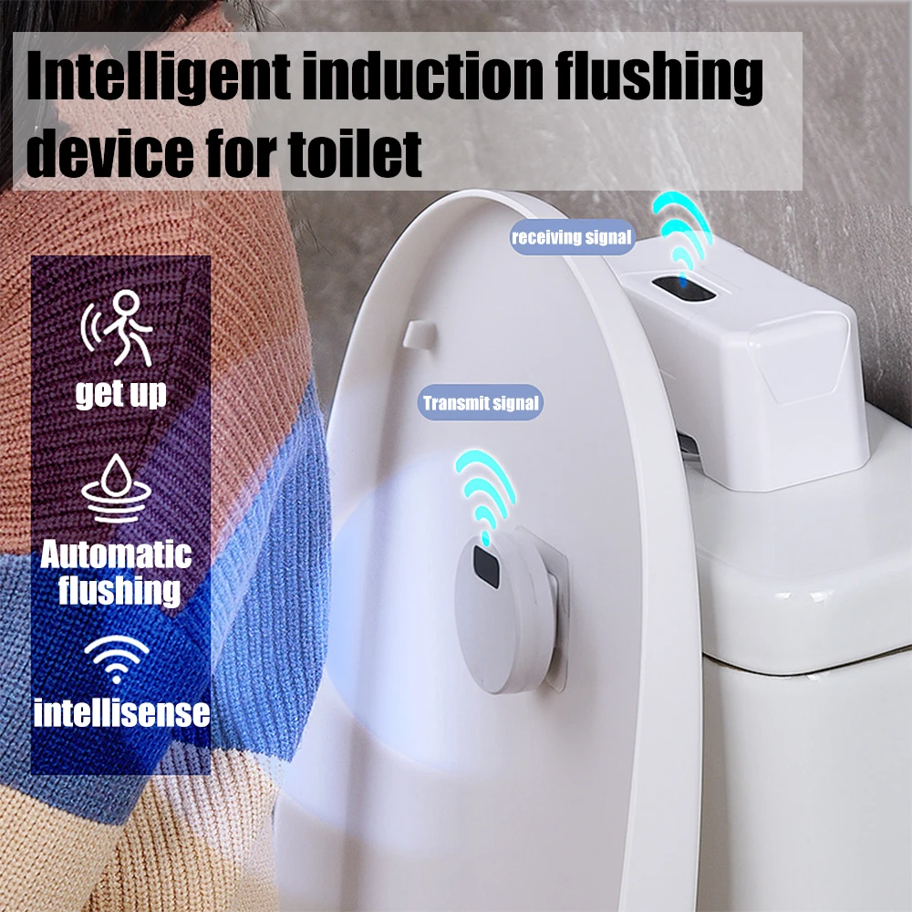 

Automatic Toilet Flush Button Induction Toilet Flusher External Infrared Flush Smart Home Kit Smart Toilet Flushing Sensor