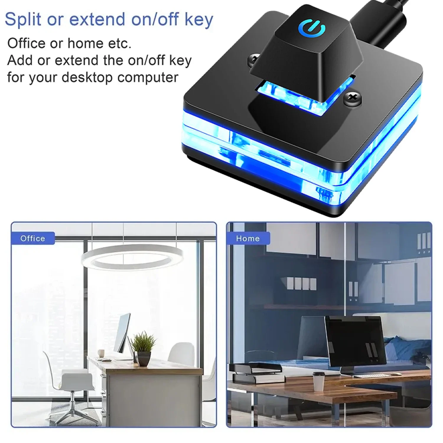 Computer Desktop Power Switch Cable LED Light PC Motherboard External Start Power On/Off Button Extension Cable for Home Office