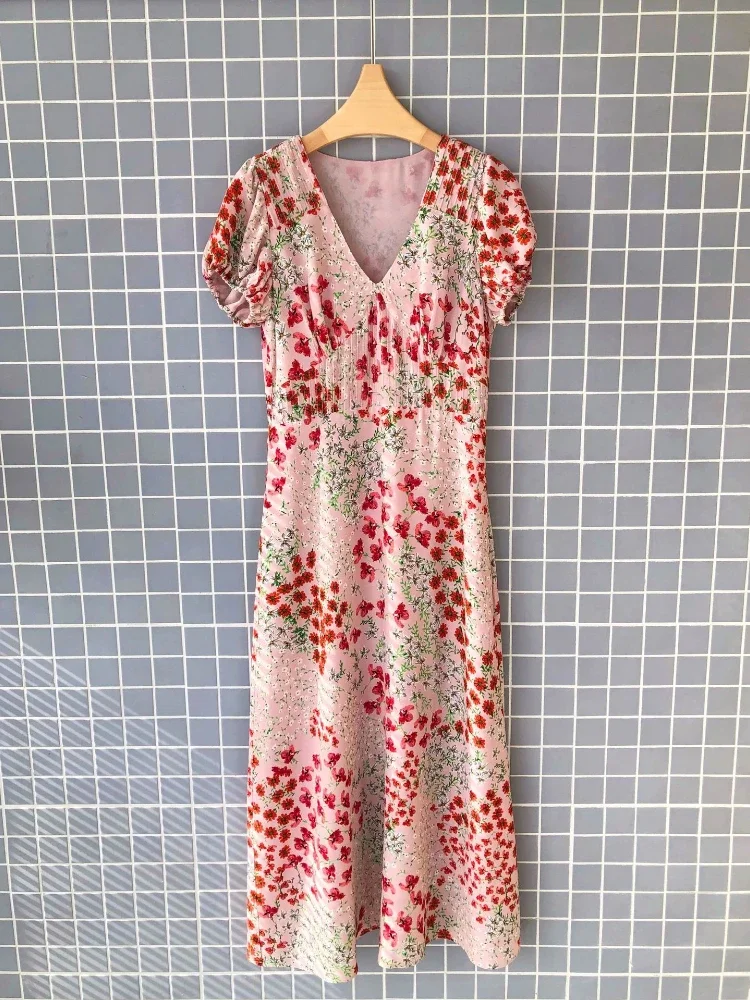 Hvn Morgan String Of Hearts Silk Midi Dress Silk Long Maria Dress