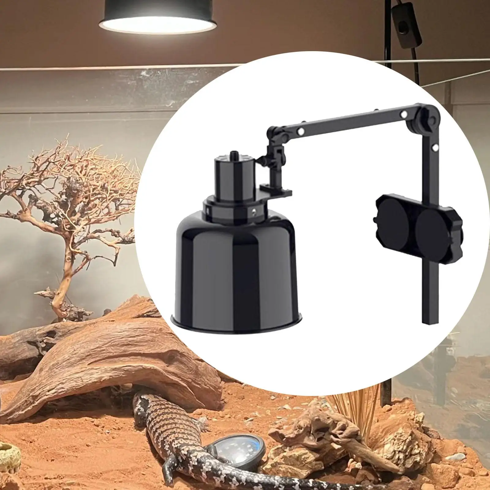 Reptile Lamp Stand Adjustable Height 14-43cm Metal Support for Glass Terrarium Invertebrates Vivarium Cages Tank Brooders