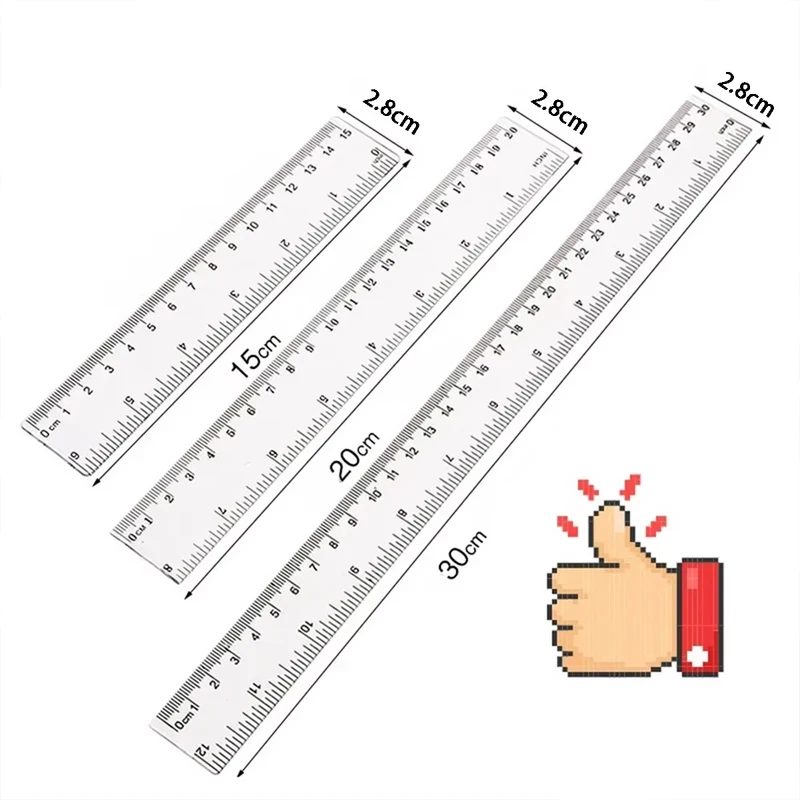 15/20/30cm 투명 플라스틱 자, 파란색 직선 자, 귀여운 학생용 학교 사무용품