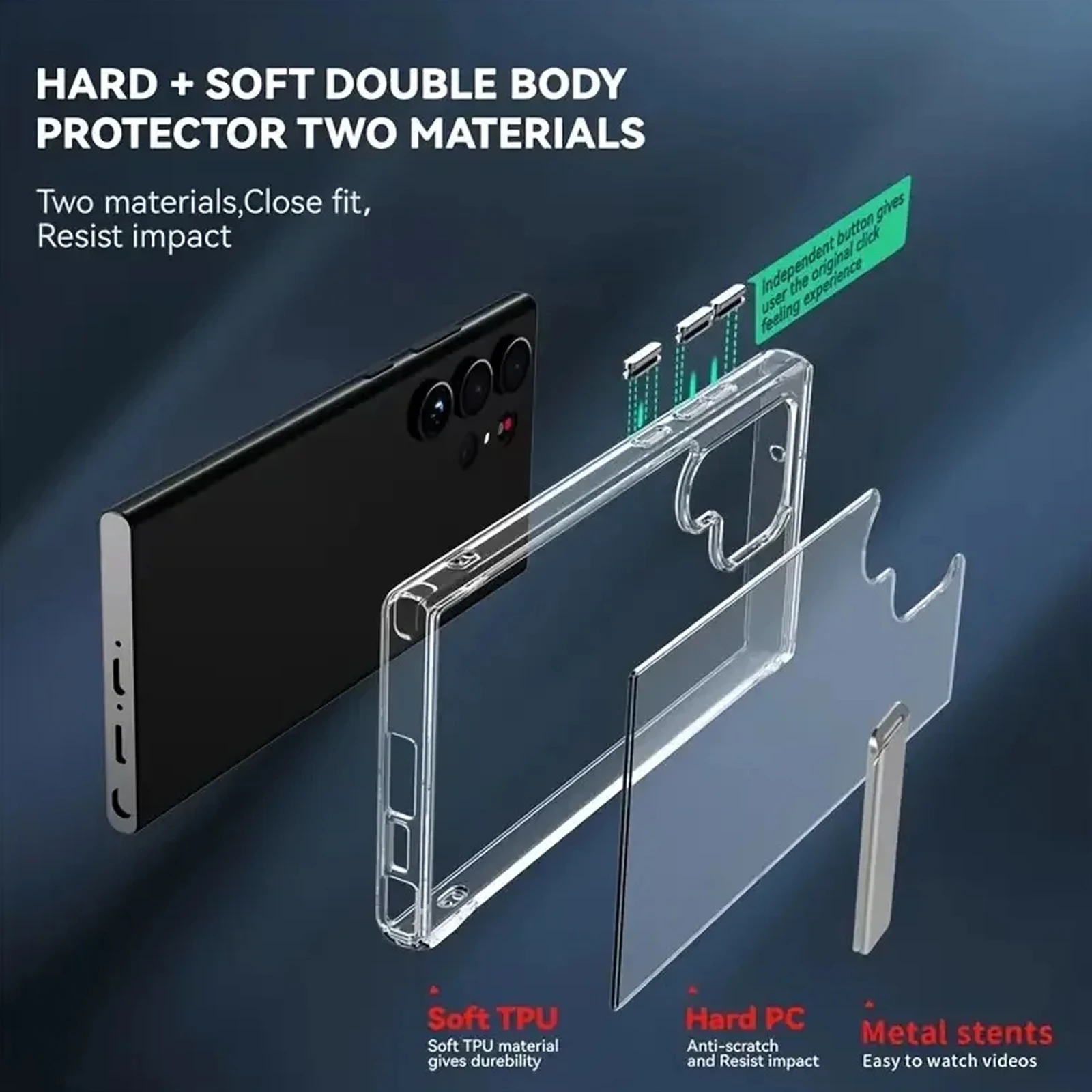 Clear Mobile Phone Case with Kickstand and Holder