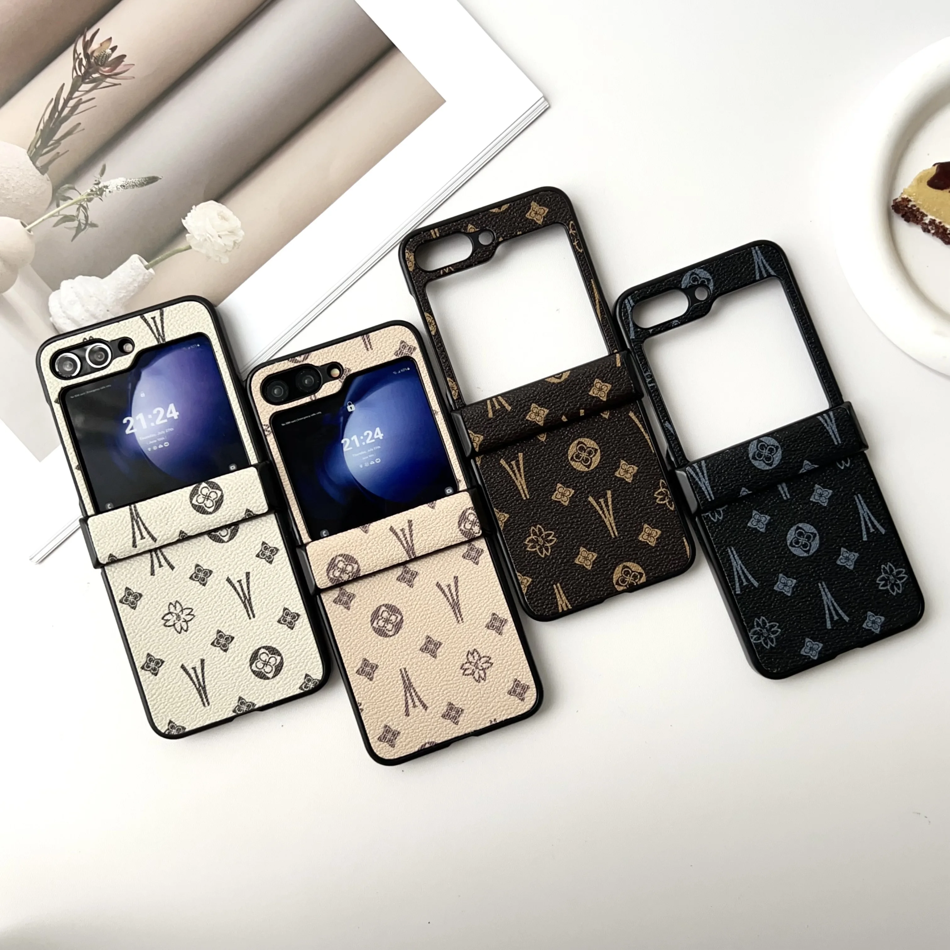 Luxury Pattern Leather Phone Case with Hinge Protective Jacket - Premium 7-Piece Set
