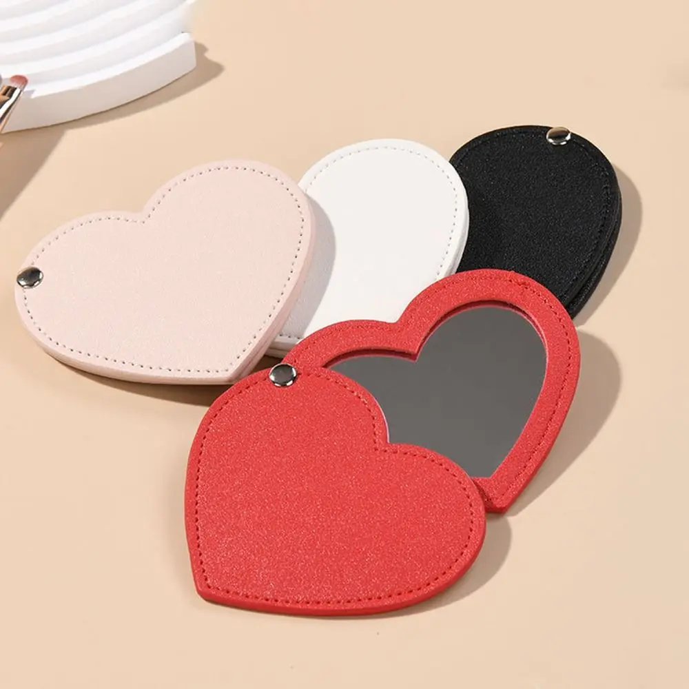 Solid Color Heart Compact Mirror Mini Unbreakable Portable Cosmetic Mirror Ultra-thin Heart-shaped Makeup Mirror Travel airtac sda thin pneumatic compact air cylinder sda20x70