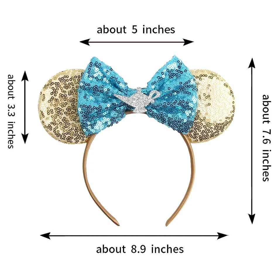 Children Headband Girls Mouse Ear Sequins Hair Accessories Baby Kids Christmas Jasmine Rapunzel Elsa Clover Hair Band 2