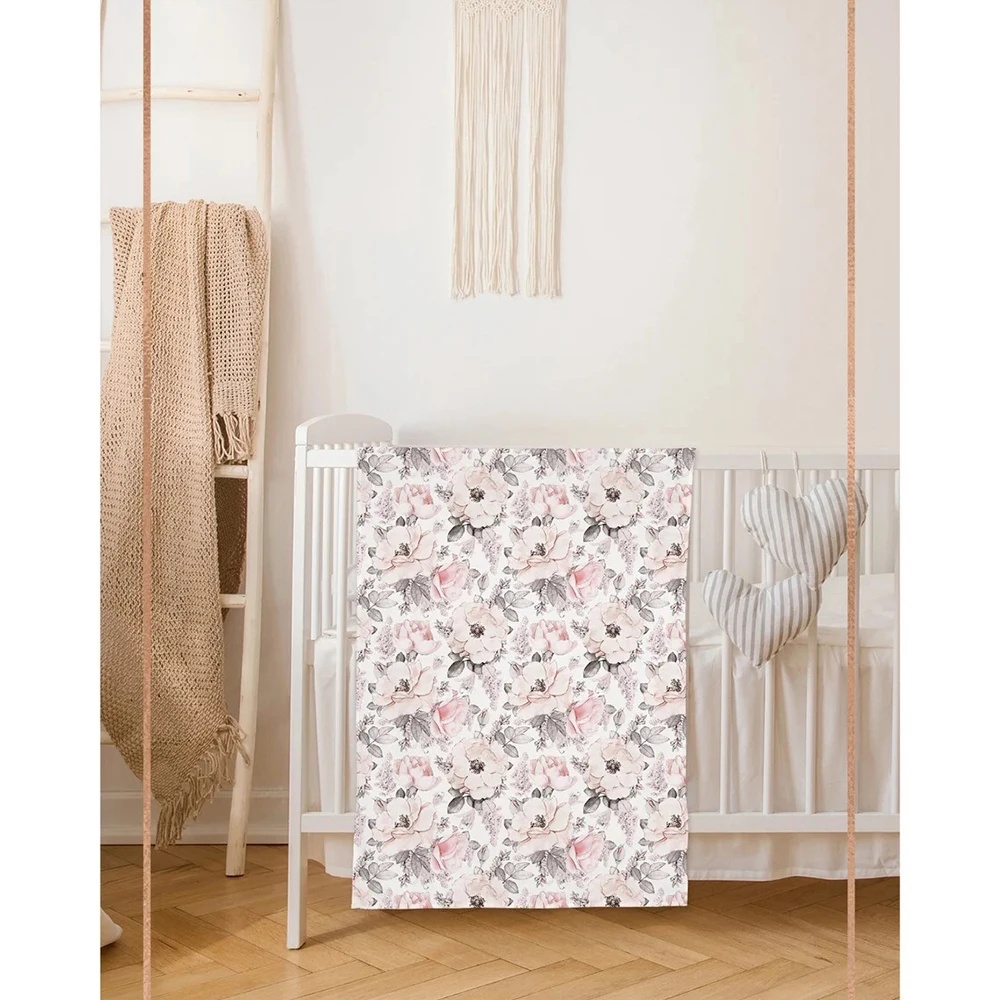 Ylsteed 3 Piece Set Floral Newborn Wrap for Photo Shooting Swaddle Wrap with Hat And Bow Headband Infant Photography Props 5