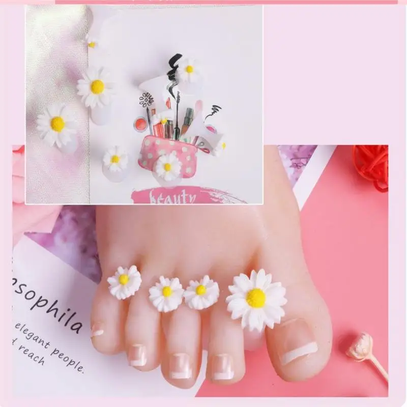Japanese Manicure Silicone Toe Divider Finger Divider Daisy Purple Flower Drop Pearl Manicure Toe Separator toe separators toe corrector toe spreader finger toe separator
