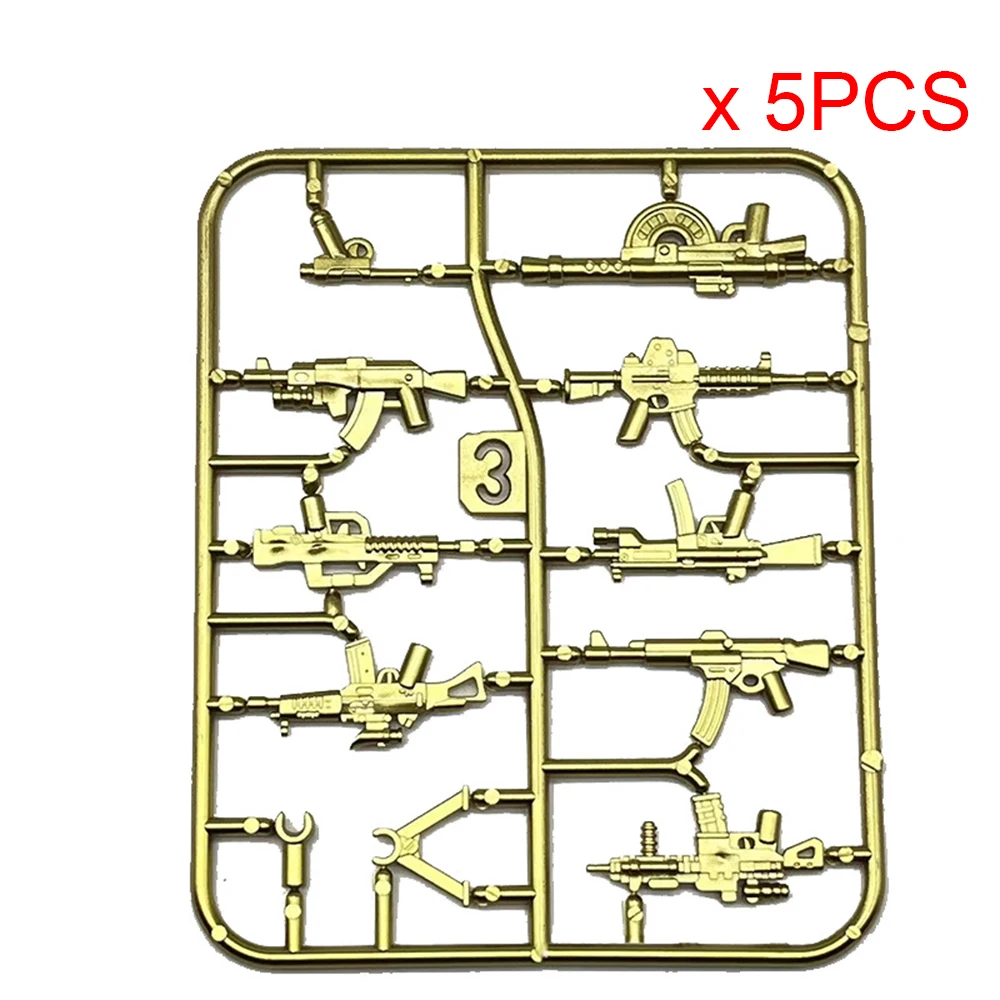 War Military Thermal Weapon Army Black Iron Gray Gun Submachine Building Block Toy Accessories Assembled Parts Gift
