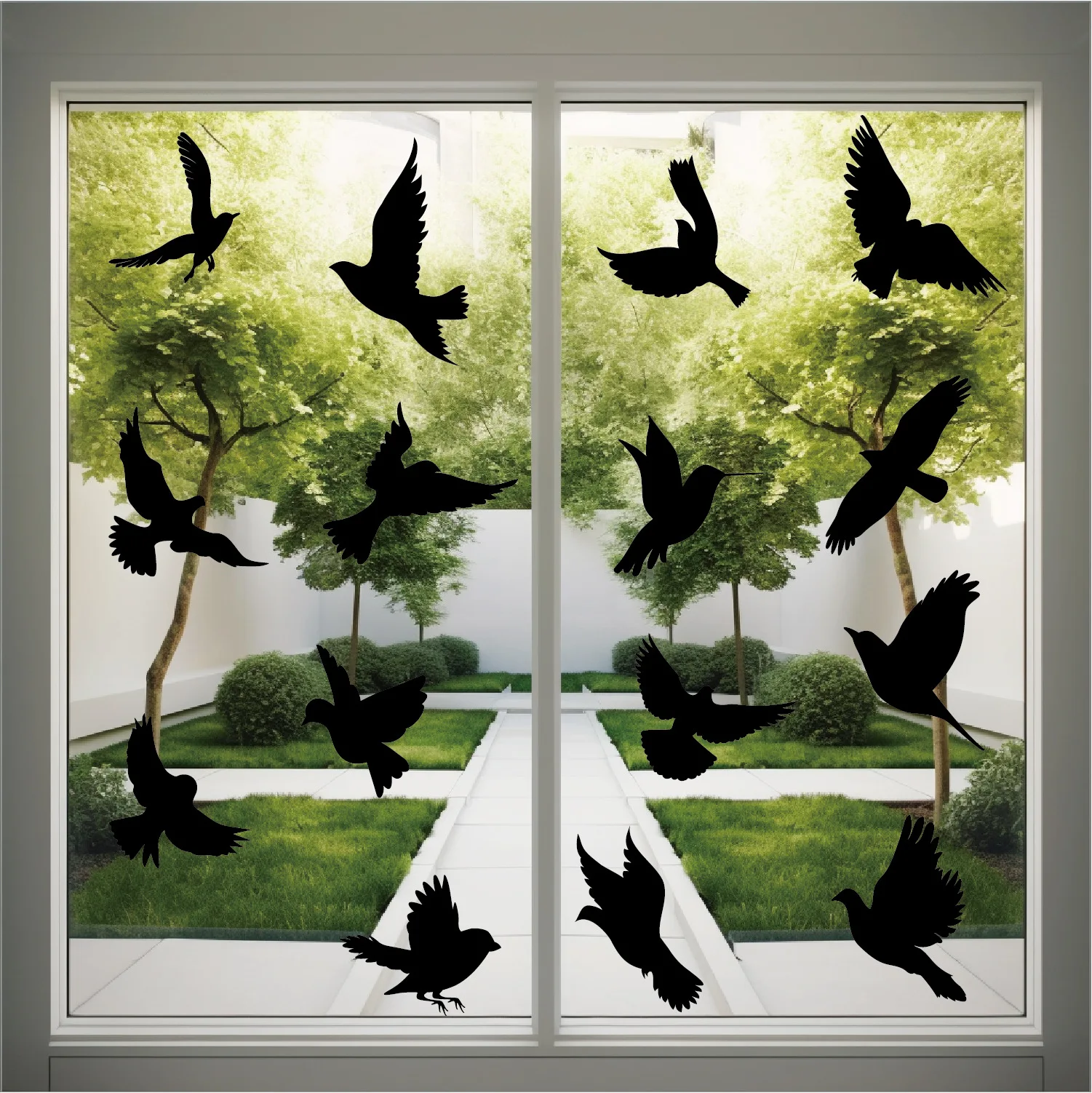 

Static Hummingbird Window Stickers Black Non-adhesive Adsorption Window Decoration Warning Bird Anti-collision PVC GlassStickers