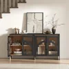 2PCS Sideboards with, Glass Door, Adjustable Shelf, Modern Accent Cabinet, Modern Accent Storage Cabinet, Arched Sideboards 6