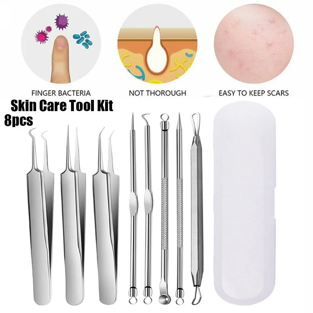 

Facial Pore Cleaner Stainless Steel Acne Pimple Extractor Pimple Removing Skin Care Tool Kit Blackhead Removing Face Care Tool