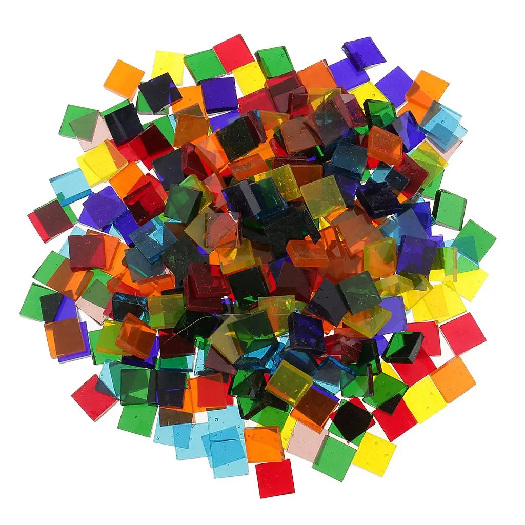 Assorted Colors Clear Glass Pieces Mosaic Making Tiles Tessera for Puzzle  Arts DIY Craft Accessories