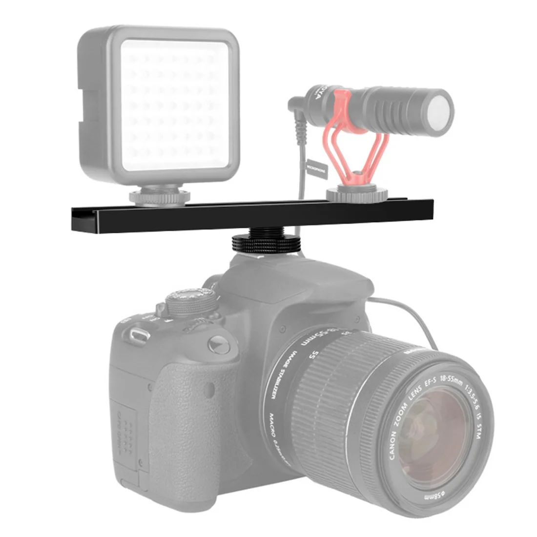 Double Cold Hot Shoe Adapter Mount Extension Holder Video Bracket for Canon for