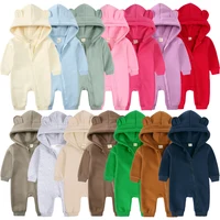 2024 Infant Baby Boys Girls Print Romper Newborn Cotton Fleece Hooded Jumpsuit Toddler Warm Cute Bodysuit Costume For 0-24M 6