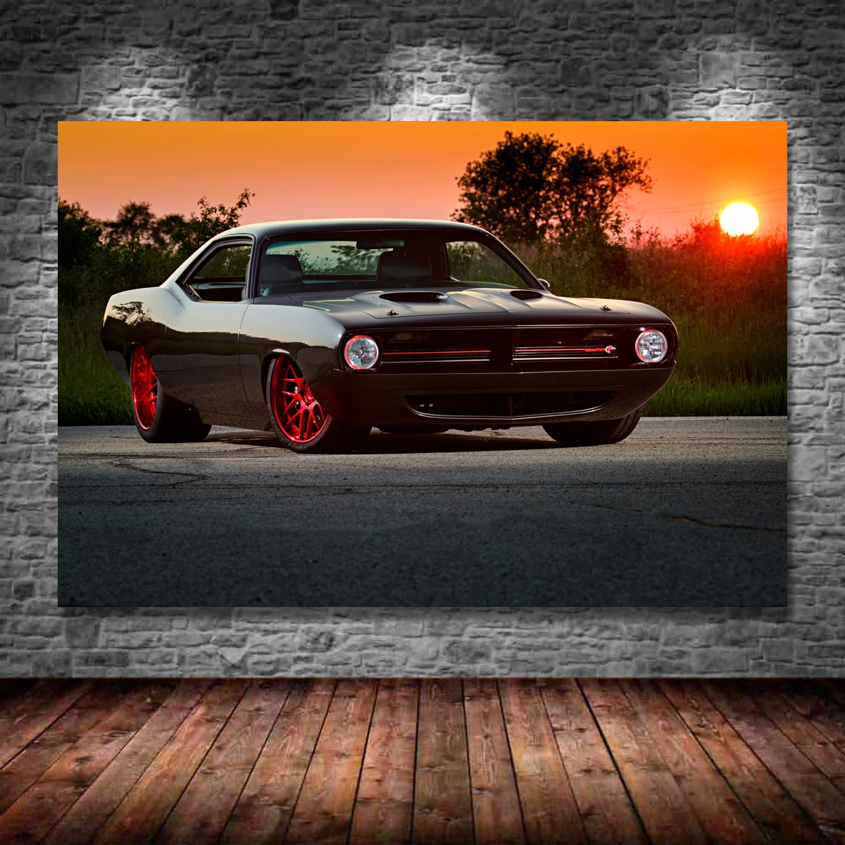 Supercar Black Plymouth Classic Vintage Muscle Car Poster E Stampe Canvas Wall Art Painting For Home Decor Unframe