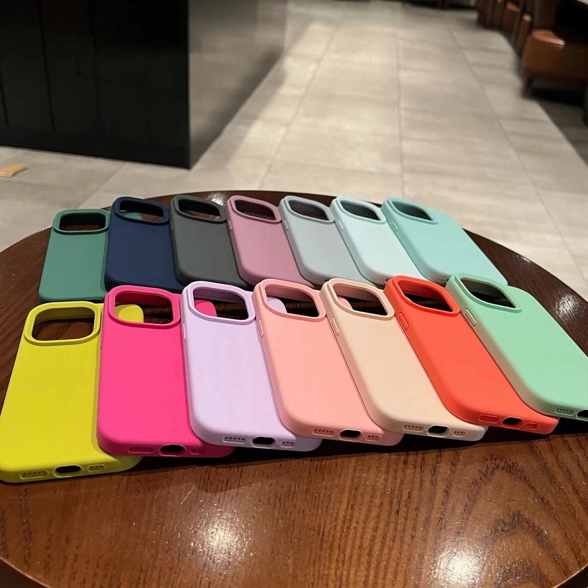 Original Liquid Silicone Case For iPhone 15 14 13 12 11 Pro Max Shockproof Soft Back Cover For 14 15 Plus Cute Cases Accessories