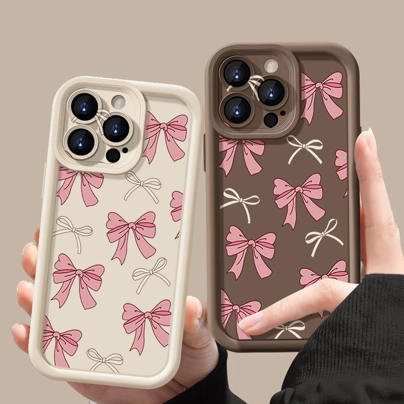 Chic Pink Bow Print Soft TPU Silicone Phone Case Cover