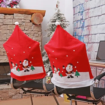 Santa Claus Holiday Hat Chair Cover Christmas Decorations for Home Table Christmas Ornaments Home Decor Xmas Gifts