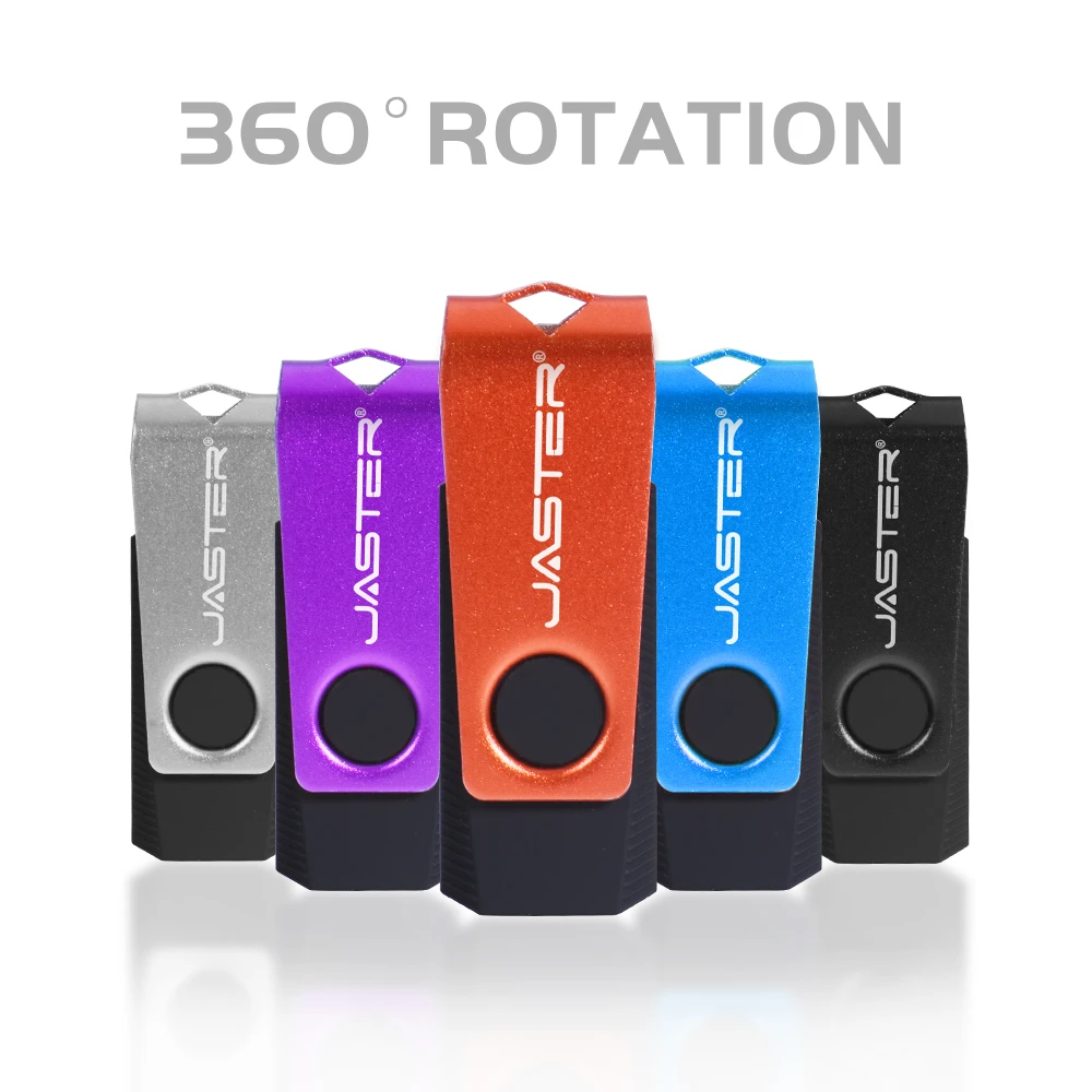  JASTER USB Flash Drive 2.0 Color Rotatable Metal 64GB 32GB Free Engraving Logo Memory Stick 8GB 4GB Free Key Chain Business Gift 