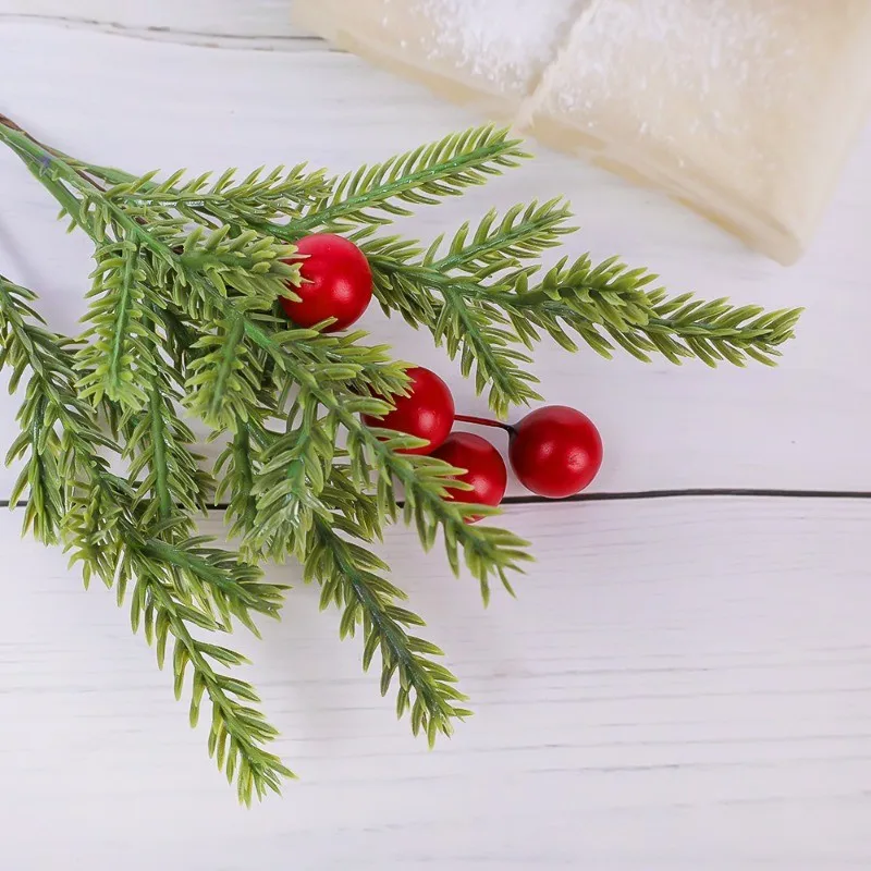 20Pcs Christmas Artificial Pine Needles Branches Green Fake Pine Stems DIY Garland Home Party Decoration Xmas New Year Gifts