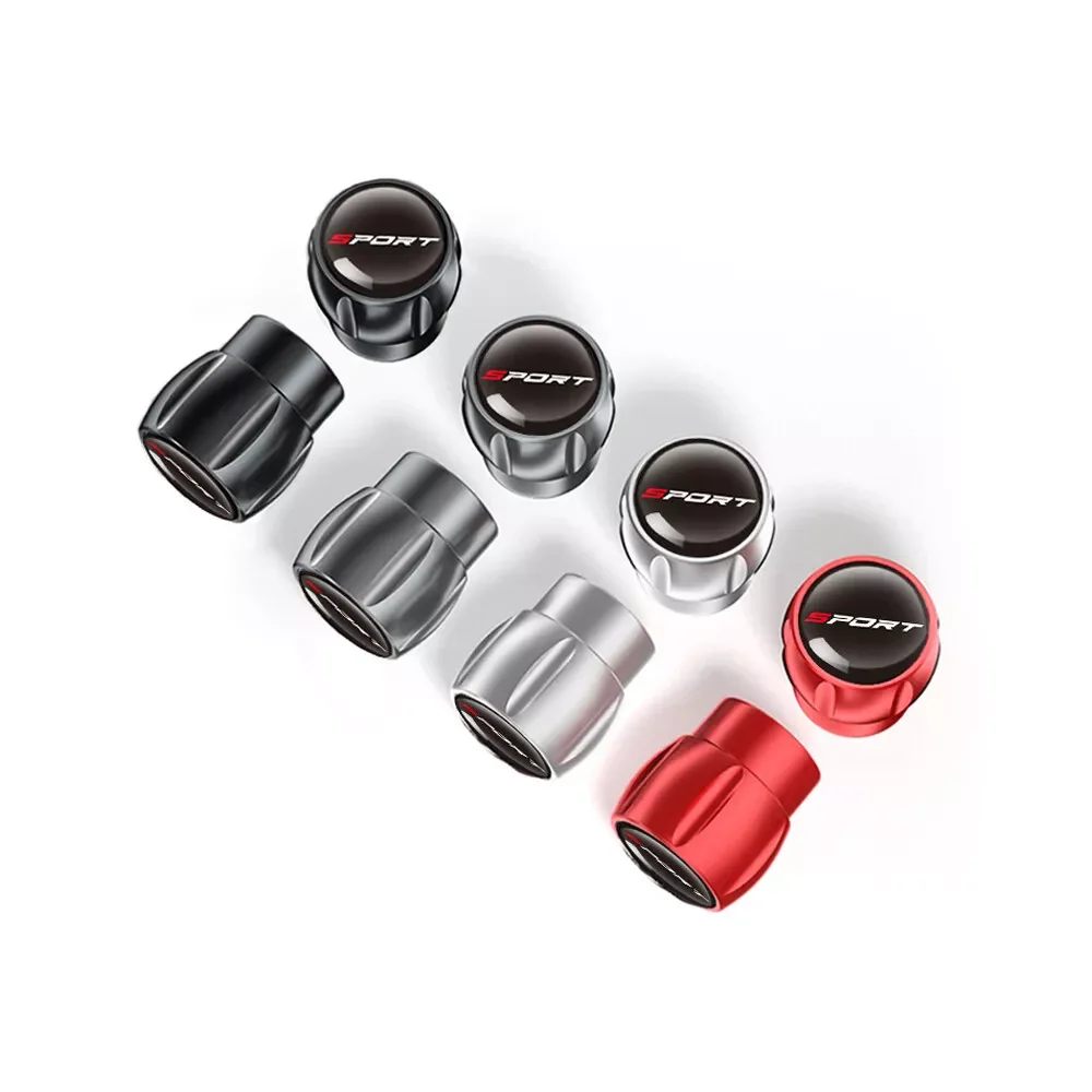 4pcs Metal Car Black Aluminium Metal Alloy Tire Rim Valve Air Port Dust Cover Stems Caps Tire Valve Universal Car Accessories
