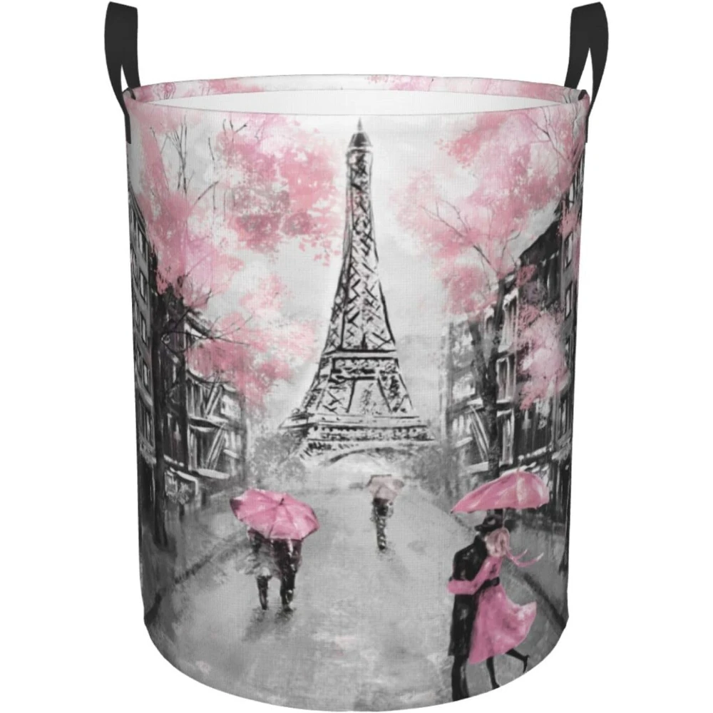 סל כביסה גדול לעיצוב הבית מגדל אייפל בפריז עם ידיות סל כביסה מתקפל עמיד למים מלוכלך