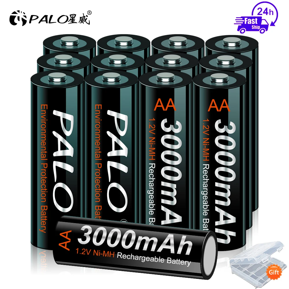 PALO AA Аккумуляторная батарея aa NiMH 1 2 V 3000mAh Ni-MH 2A предварительно заряженная с низким
