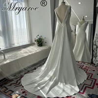 Mryarce 2025 Minimalism Wedding Dresses V Neck Stretch Mermaid Open Back Bridal Gowns With Detachable Train 1
